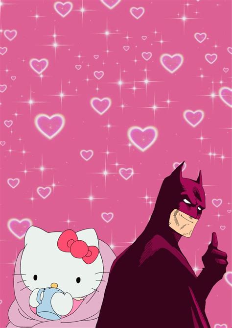 Batmanhello Kitty Pink Drawing In 2024 Cartoon Wallpaper Iphone