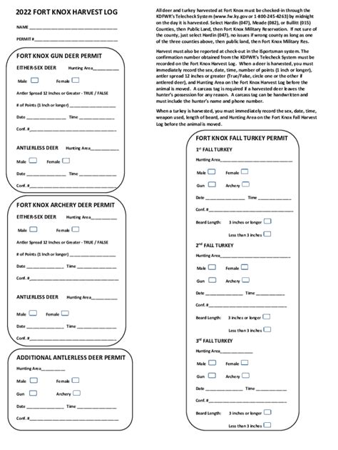 Fillable Online Fort Knox Hunting And Fishing U S Army Garrisons Fax