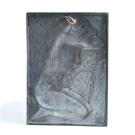 Vintage Brass Wall Sculpture Of Naked Woman Circa