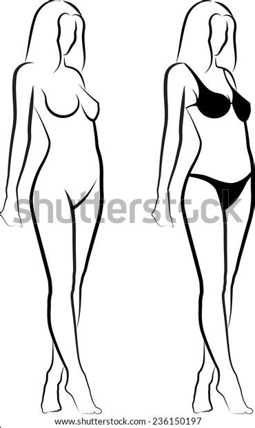 Sketch Of A Naked Woman And Woman In Bikini