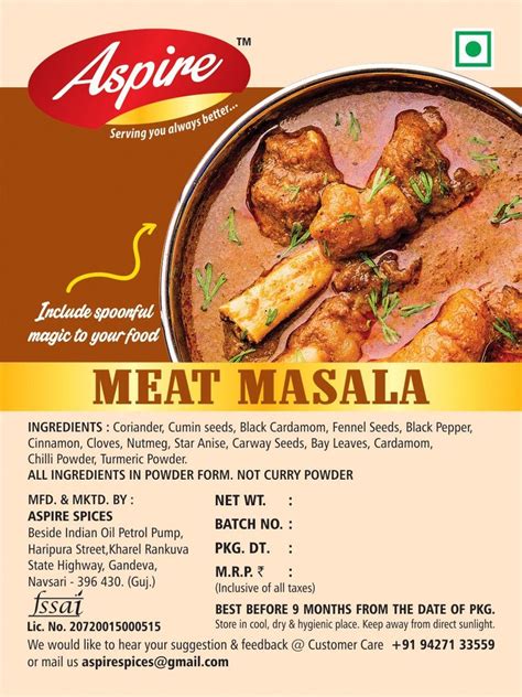 Aspire Meat Masala Packaging Size 50 G Packaging Type Pouch At Best