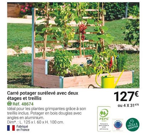 Offre Carré Potager Surélevé Avec Deux étages Et Treillis chez Gamm vert