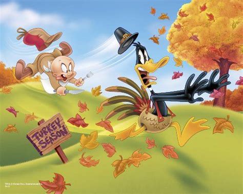 Elmer Fudd Chasing Daffy Duck Who Looks Like A Turkey Daffy Duck