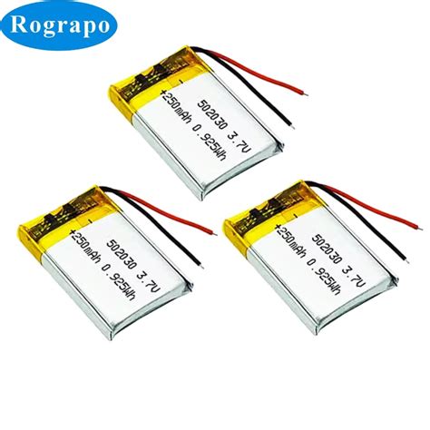 3pcs Lot 502030 Battery 3 7v 250mah 502030 Polymer Lithium Ion Rechargeable Battery For Toys Led