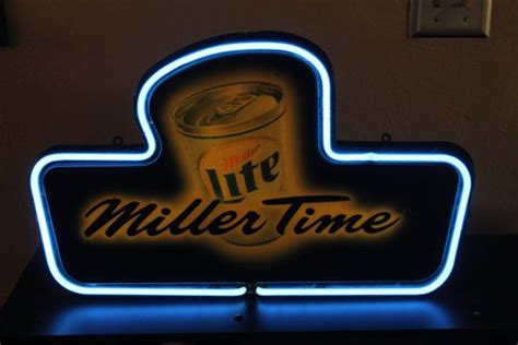 Vintage Miller Lite Time Neon Sign Miller Lite Neon Signs Neon Bar Signs