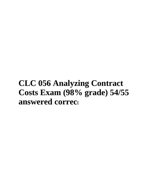 Solution Clc Analyzing Contract Costs Exam Grade Studypool