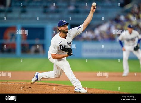 Los Angeles Dodgers Starting Pitcher Clayton Kershaw Throws To An Arizona Diamondbacks Batter