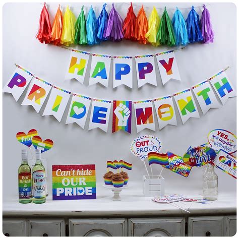 Theme Print Party FREEBIE! Pride month Party Printable decorations ...