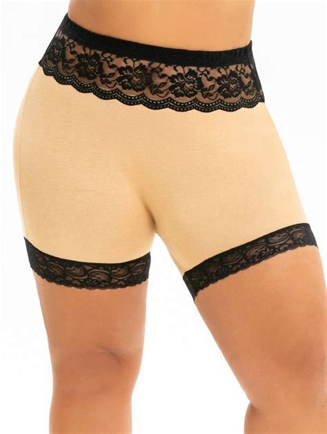 Scalloped Lace Panel Plus Size Slip Shorts Sponsored Panel Lace