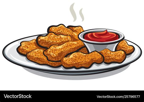 Chicken nuggets with a tomato ketchup Royalty Free Vector