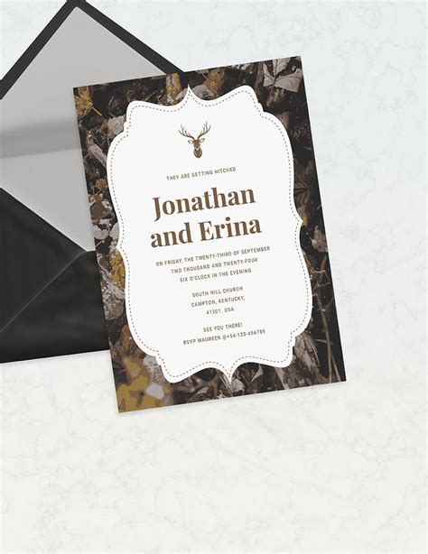 Camo Wedding Invitation Template In Illustrator Word Publisher Psd