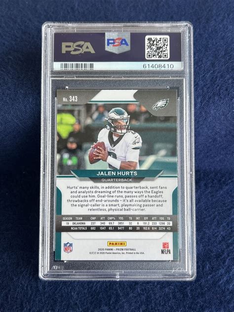 Panini Prizm Jalen Hurts Philadelphia Eagles Rc Rookie Psa