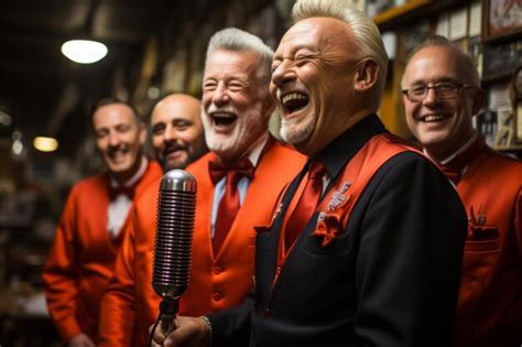 Premium AI Image | Barbershop quartet singing harmoniously in a classic ...