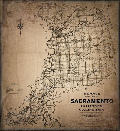 Sacramento County California Vintage Map 1913 Sepia Photograph By Carol