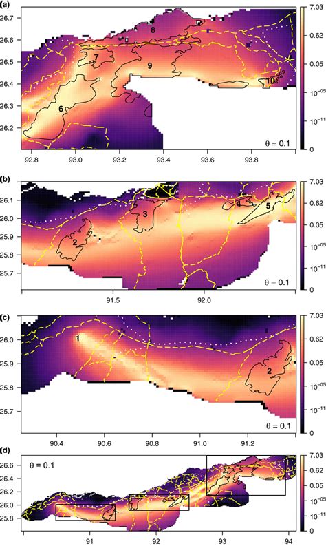 linear infrastructure   form  roads shown  yellow dashed