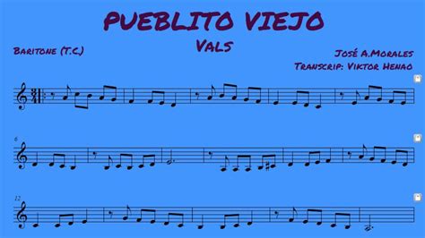 Partitura Pueblito Viejo Baritono Partituras Viktor Henao Youtube