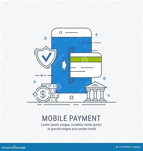 Mobile Payments Thin Line Modern Vector Illustration Stock Vector