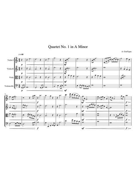 Quartet No 1 In A Minor Sheet Music For Violin Viola Cello String