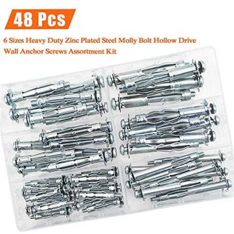 HELIFOUNER Hollow Wall Anchor Screws Set 6 Sizes Heavy Duty Zinc