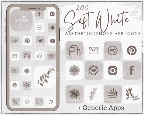 Soft White Aesthetic Ios 14 App Icons iPhone Widgets - Etsy