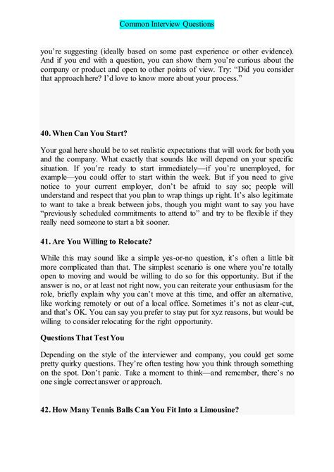 Common Interview Questions and possible answer hints | DOCX