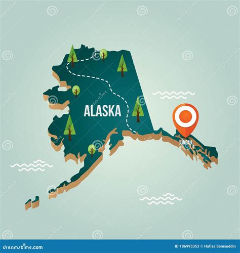 Us State Alaska Political Map With Capital Juneau National