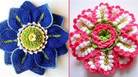 Latest Beautiful Crochet Flower Motifs Designs Patterns Youtube