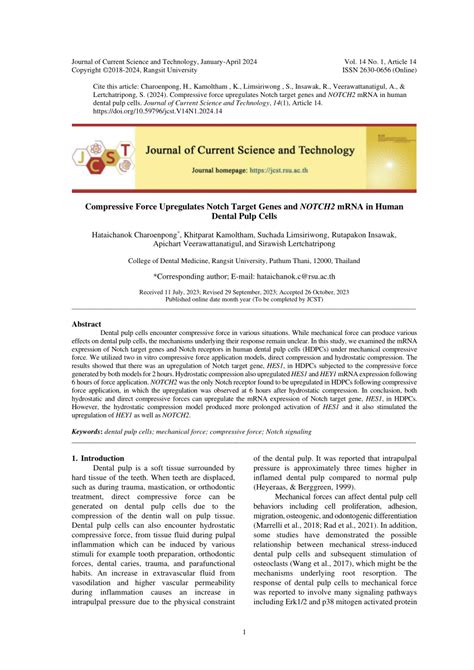 PDF Compressive Force Upregulates Notch Target Genes And NOTCH2 MRNA