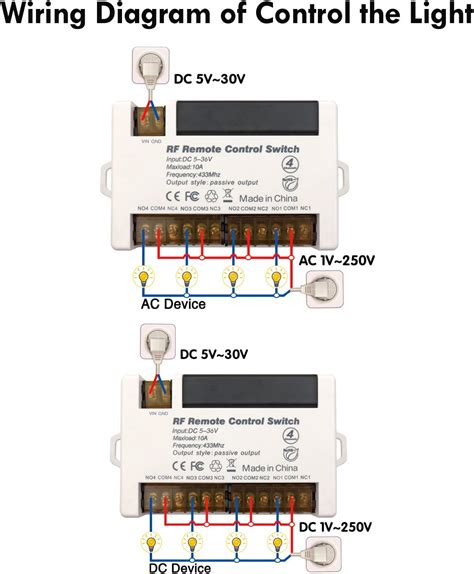 Buy Emylo Wireless Relay Switch Dc V V V V V Channel Mhz