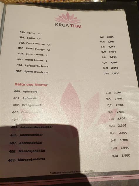 Speisekarte Von Krua Thai Restaurant Speyer