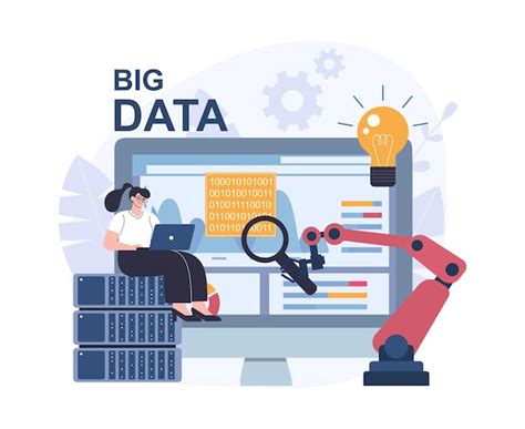 El Concepto De Análisis De Big Data Mediante Automatización Ilustración Vectorial Vector Premium