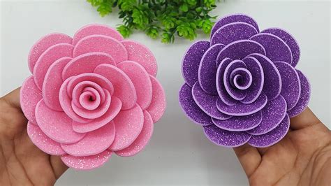 Diy Glitter Foam Sheet Flowers Creative Eva Sheet Flower Decor Youtube