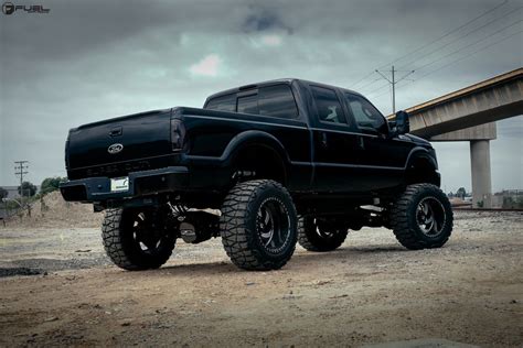 Blacked Out Ford F350 Super Duty Sitting On Huge Fuel Off Road Wheels Ford F350 Super Duty