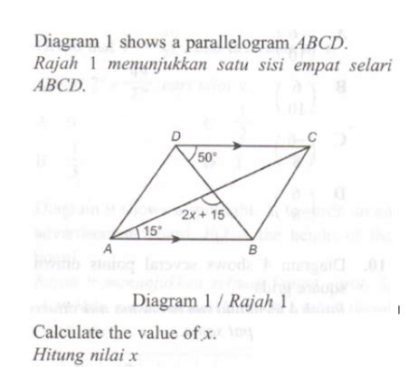 Solved Diagram 1 Shows A Parallelogram ABCD Rajah 1 Menunjukkan Satu