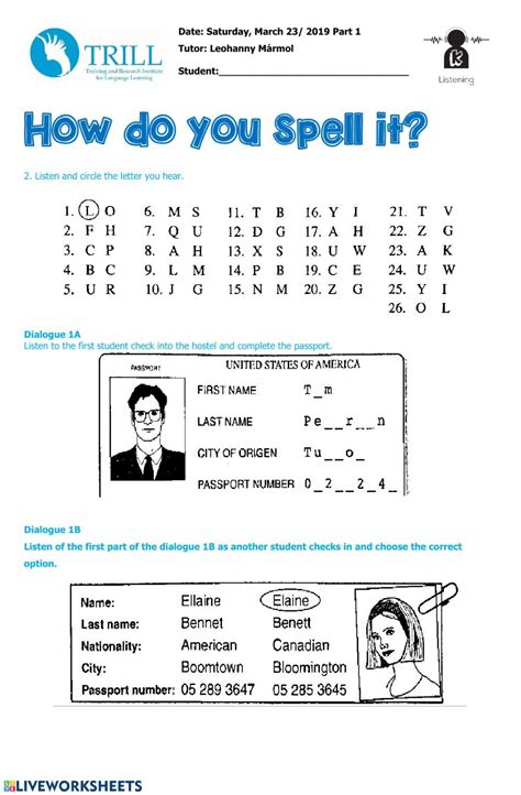 Listening Spelling Alphabet Interactive Worksheet Alphabet Practice Worksheets Alphabet