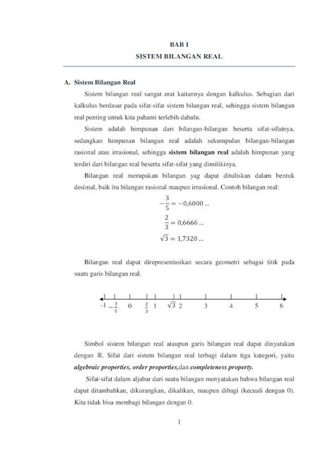 PDF BAB I SISTEM BILANGAN REAL A Sistem Bilangan Real PDF File1