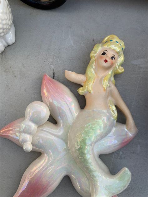 Mermaid Wall Plaque Lefton Mid Century Wall Art Plaque Etsy