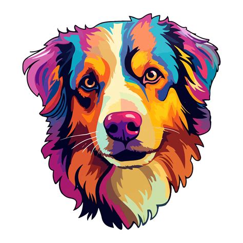 Colorful Australian Shepherd Dog Australian Shepherd Portrait Dog