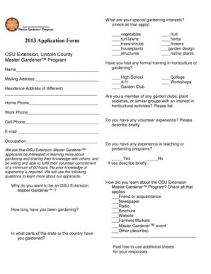 Fillable Online Extension Oregonstate 2013 Application Form Oregon