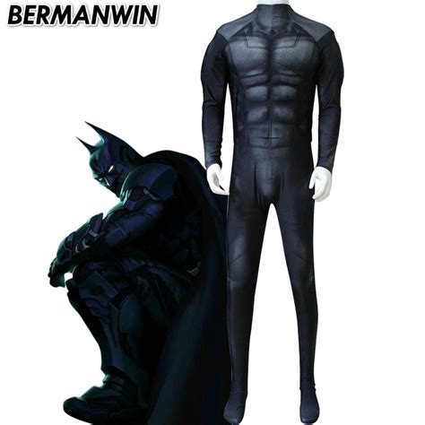 Bermanwin High Quality Black Batman Costume Adult Batman Suit With