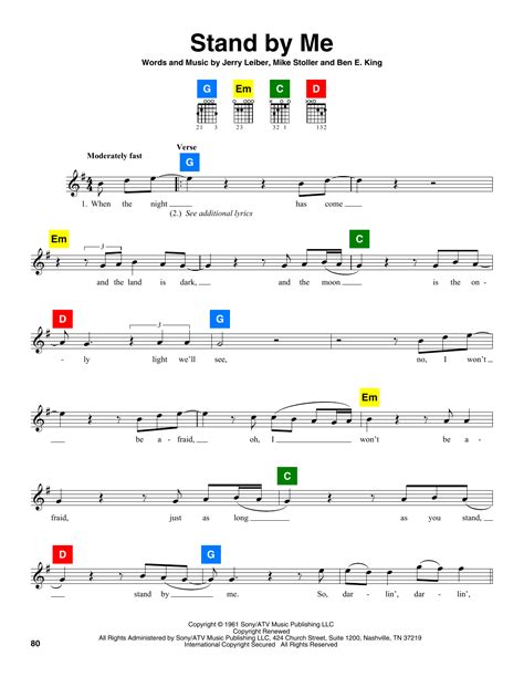 Stand By Me By Ben E King Sheet Music For Chordbuddy At Sheet Music Direct