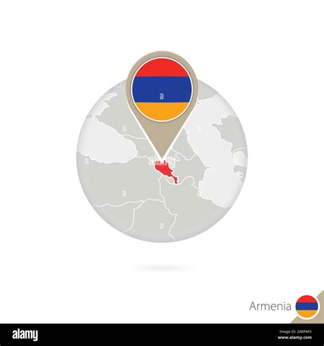 Armenia Map And Flag In Circle Map Of Armenia Armenia Flag Pin Map