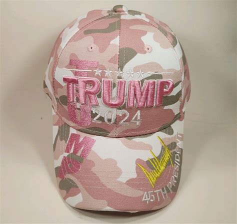 Trump 2024 Signature Camo Cap Comes In Pink Camo And Green Camo The