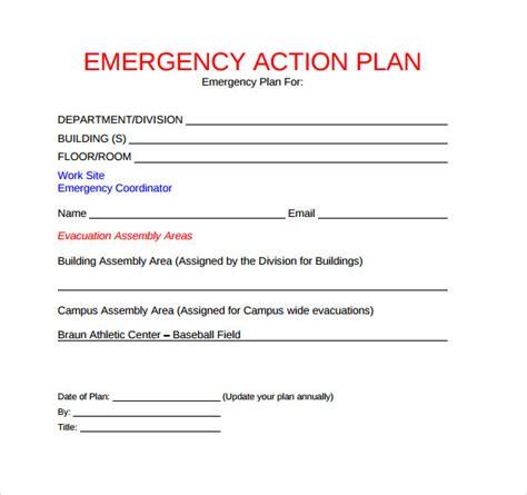 FREE 11 Sample Emergency Action Plan Templates In MS Word PDF