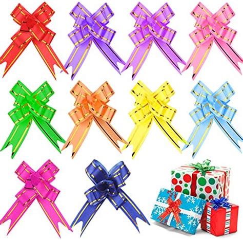 Realjoy 100Pcs Pull Bows For Gift Wrapping 10 Colors Gift Bows Ribbon