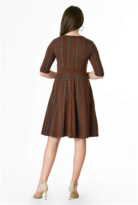 Shop Polka Dot Embellished Cotton Knit Dress Eshakti