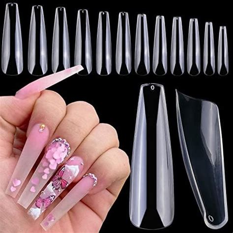 Amazon Luckforever Pc Xl Coffin Nail Tips Extra Long Full Cover