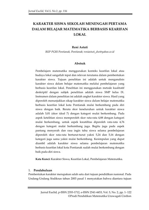 Pdf Karakter Siswa Sekolah Menengah Pertama Dalam Belajar Matematika