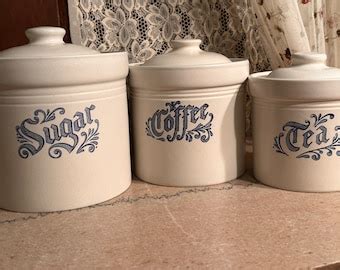 Farmhouse Chic Vintage Pfaltzgraff Yorktowne Canister Set Scoops Etsy