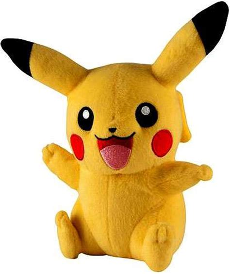 Pokemon Pikachu 7 Plush Sitting Open Mouth, Waving, Other Arm Up Tomy ...